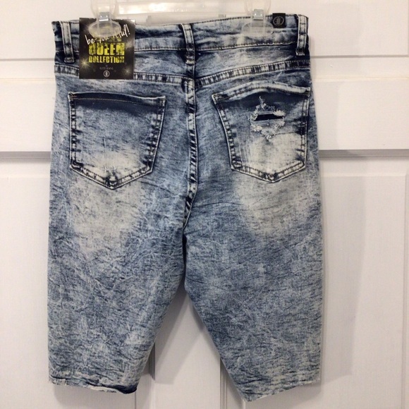 Elite Jeans Queen Collection High Rise Distressed Denim Bermuda Shorts Size 9 - Picture 9 of 14